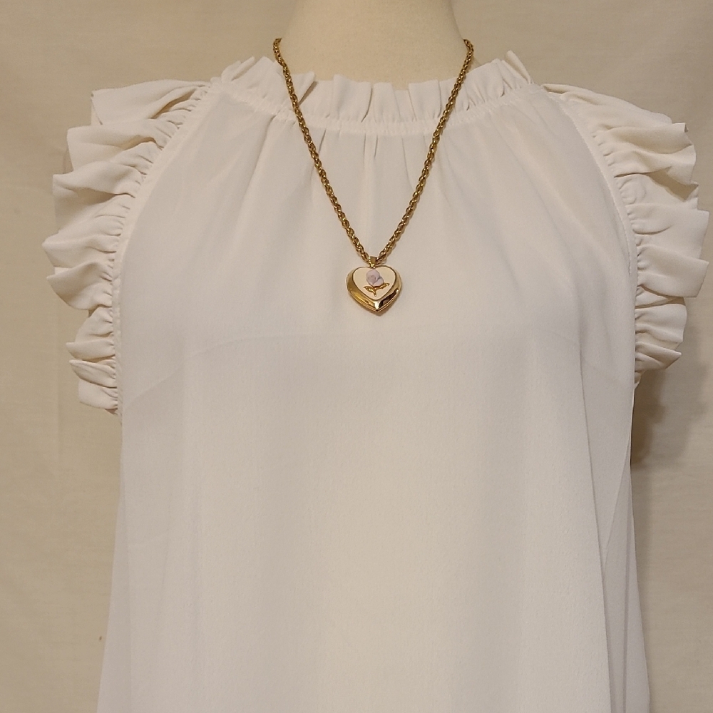 The Workshop Elegant Cream Ruffle Sleeveless Top - Picture 5 of 9